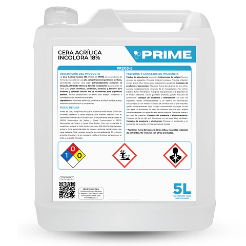 CERA ACRÍLICA INCOLORA 18% - ENV 5L