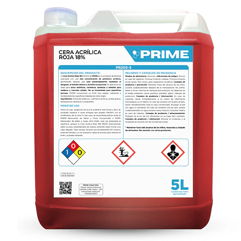 CERA ACRÍLICA ROJA 18% - ENV 5L 
