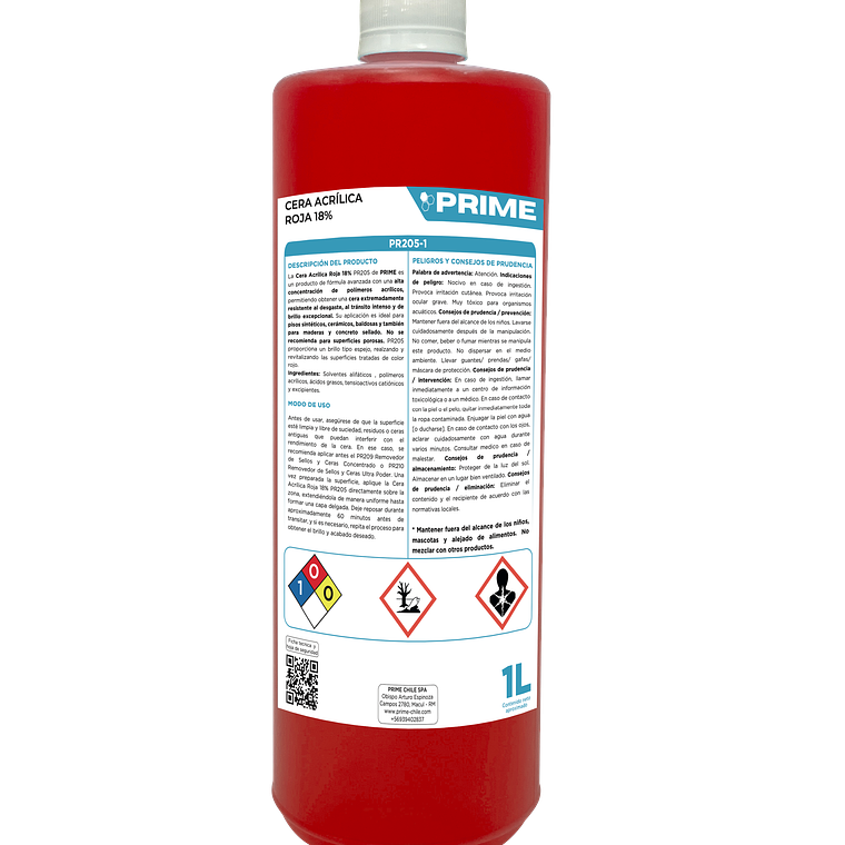 CERA ACRÍLICA ROJA 18% - ENV 1L  1