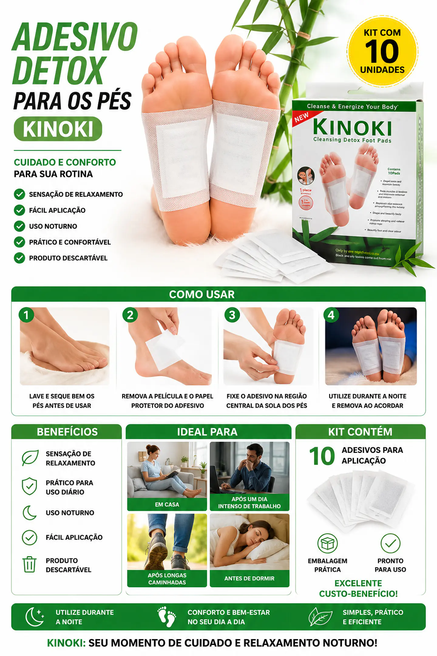 Adesivo Detox Para os Pés Kinoki – 10 Unidades 1