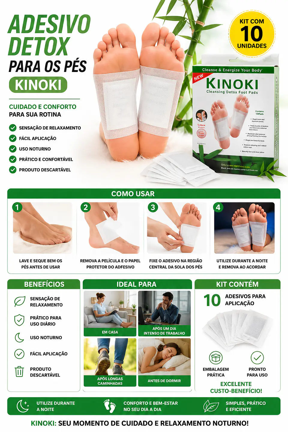 Adesivo Detox Para os Pés Kinoki – 10 Unidades 1