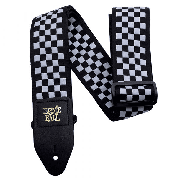 P04149 Correa Para Guitarra/Bajo  Ernie Ball Jacquard Clasico - Black & White Checkers 