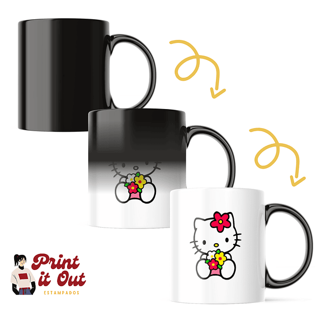 Taza Mágica - Hello Kitty - Flores