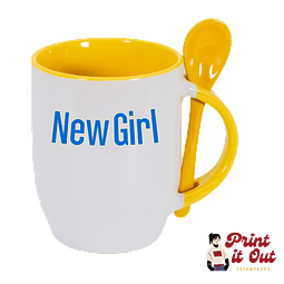 Taza Color + Cuchara - New Girl