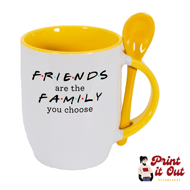 Taza Color + Cuchara - Friends - Friends Are The Family You Choose