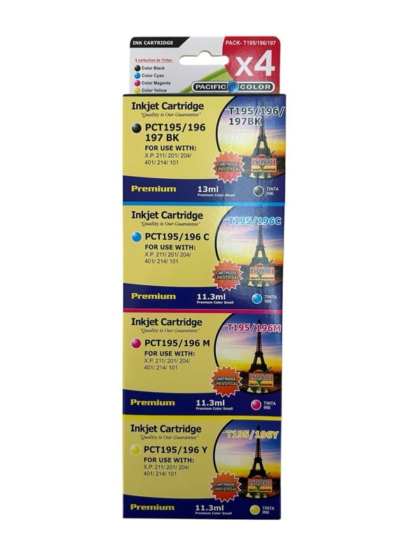 Pack 4 cartuchos 195 / 196 / 197 Alternativos para epson Xp201 Xp211 1