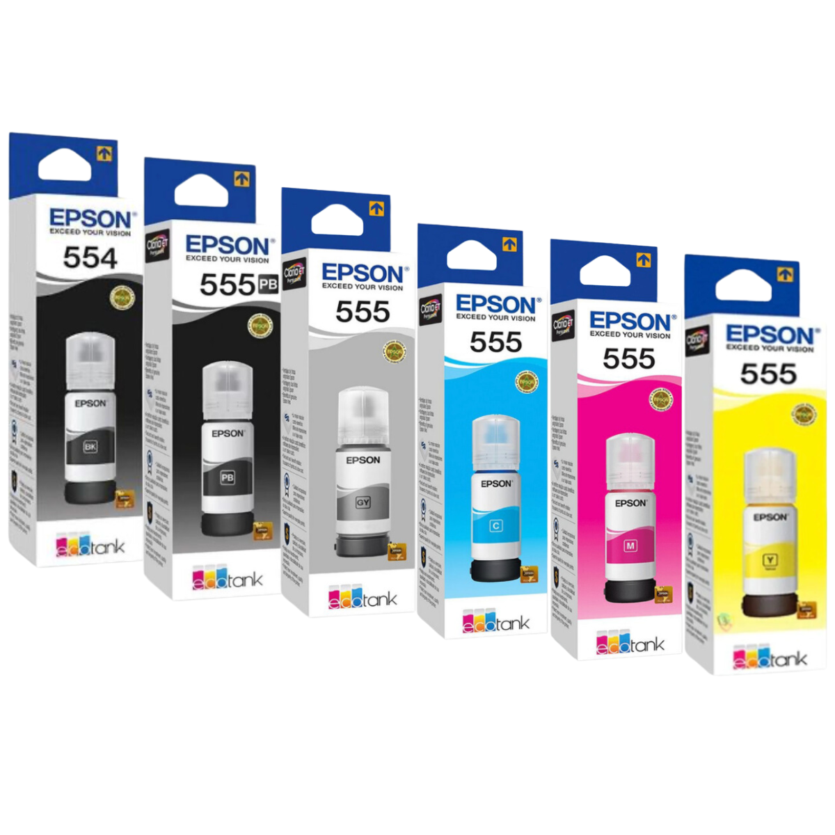 Pack Tinta EPSON T555 T554 Original Para L8160 L8180 1