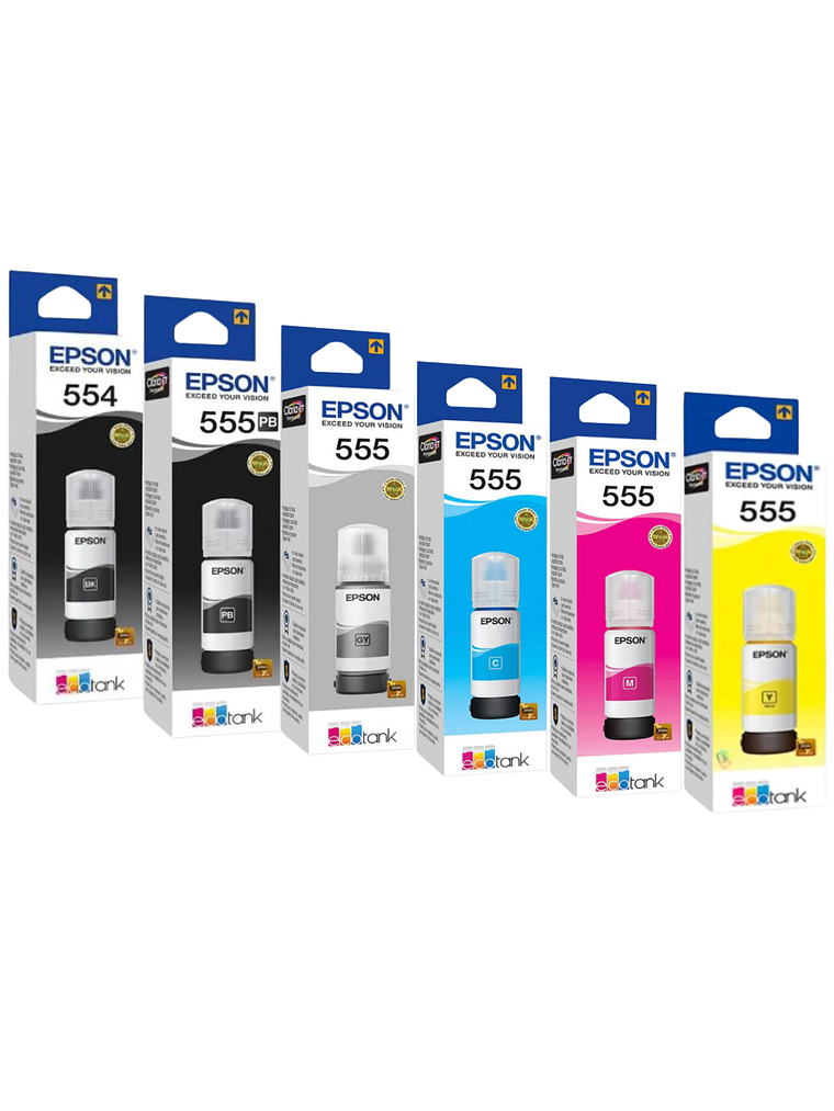 Pack Tinta EPSON T555 T554 Original Para L8160 L8180 1