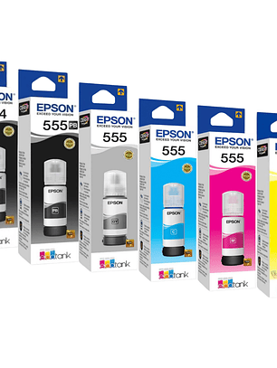 Pack Tinta EPSON T555 T554 Original Para L8160 L8180