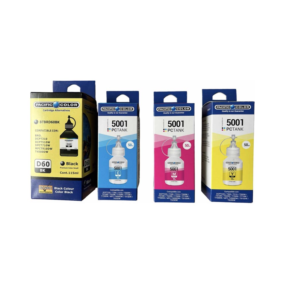 Pack Tinta Alternativa BTD60 BK BT5001 C Y M para Brother DCP MFC 1