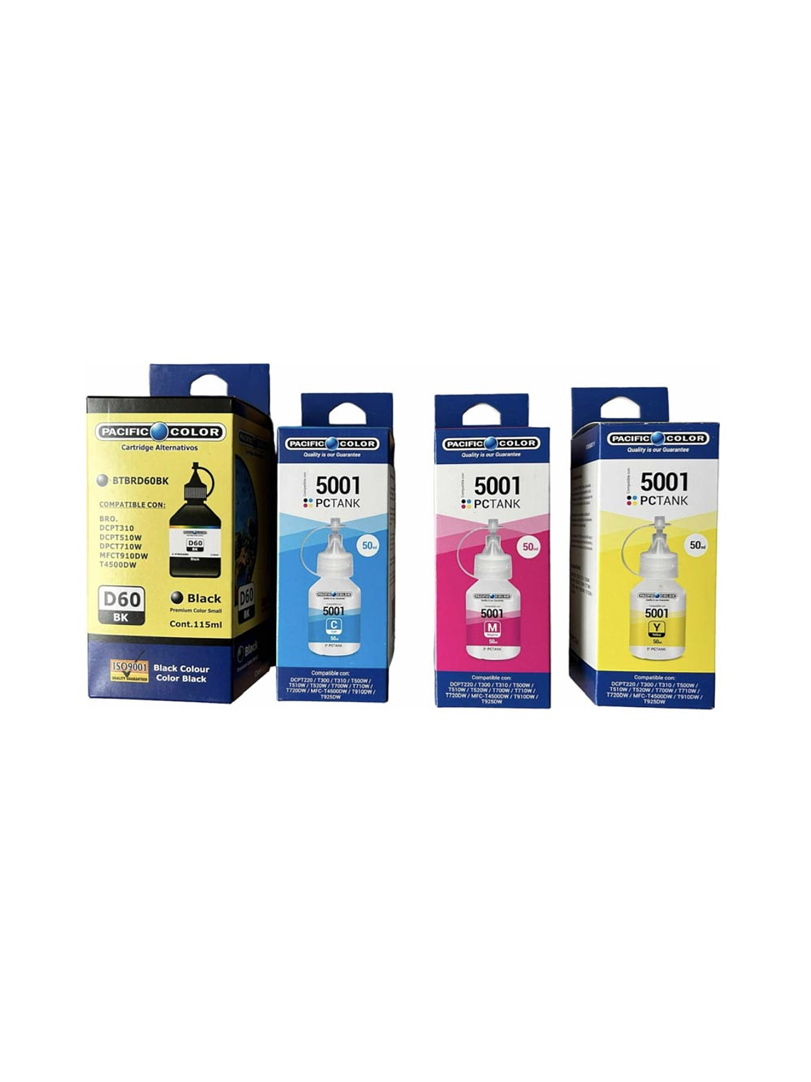Pack Tinta Alternativa BTD60 BK BT5001 C Y M para Brother DCP MFC 1