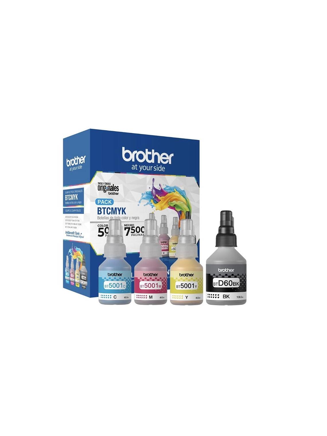 Pack Tinta Brother Original BTD60 BK BT5001 C Y M / DCP MFC 1