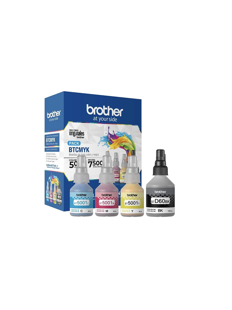 Pack Tinta Brother Original BTD60 BK BT5001 C Y M / DCP MFC 1