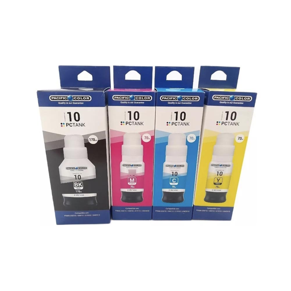 Pack 4 Tintas GI-10 Alternativo BK C M Y G6010 G7010 CANON 1
