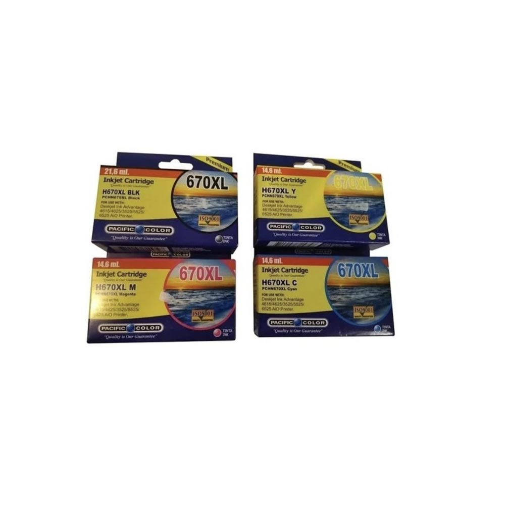 PACK 4 CARTUCHOS TINTAS ALTERNATIVAS PARA HP 670 XL 2