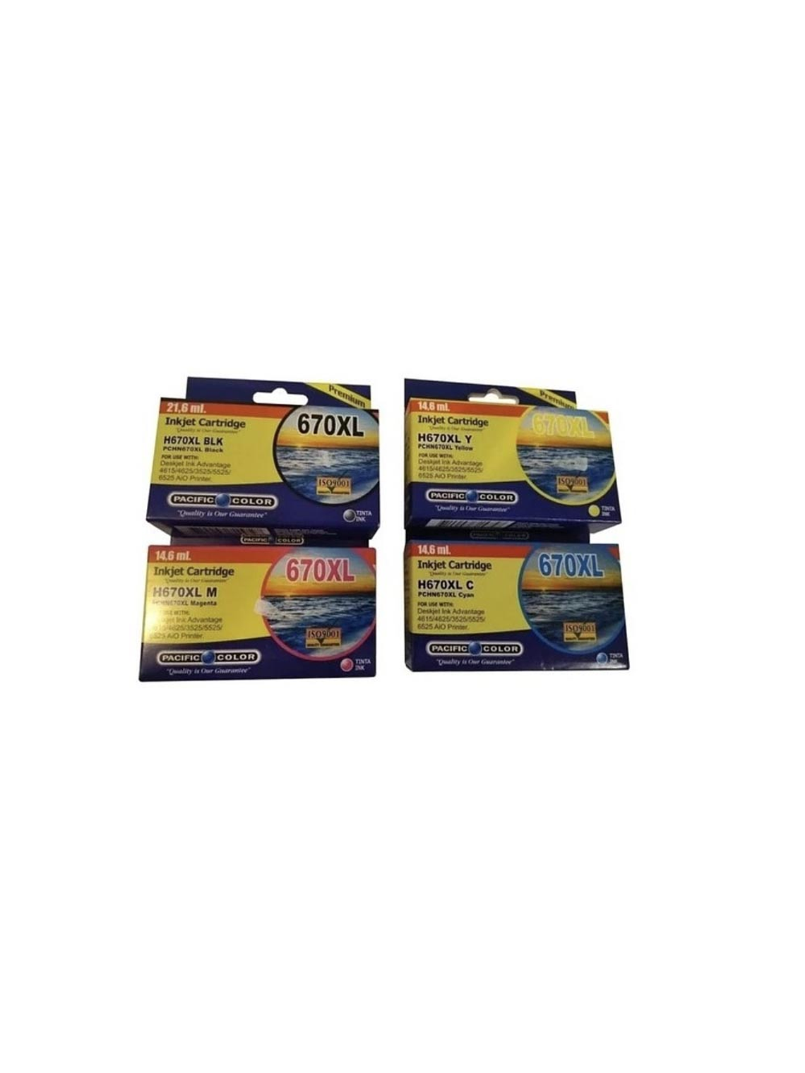 PACK 4 CARTUCHOS TINTAS ALTERNATIVAS PARA HP 670 XL 2