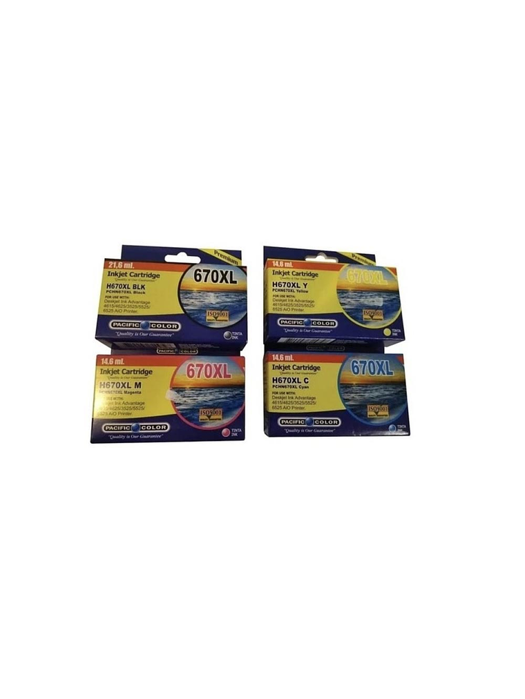 PACK 4 CARTUCHOS TINTAS ALTERNATIVAS PARA HP 670 XL 2
