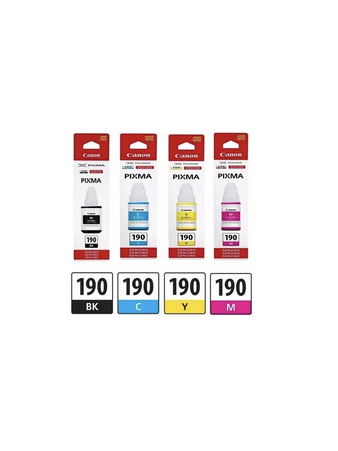 Tinta CANON Original Pack GI-190 BK C Y M G2100 G3110 G4100 1