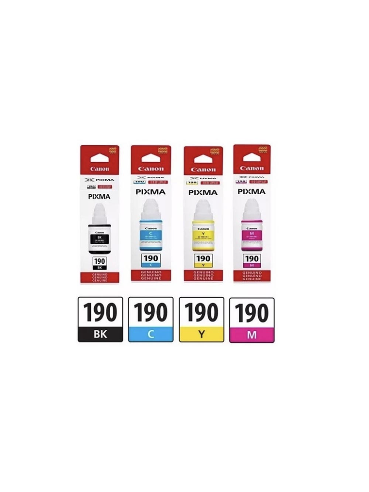 Tinta CANON Original Pack GI-190 BK C Y M G2100 G3110 G4100 1