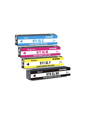 PACK 4 CARTUCHOS TINTAS ALTERNATIVAS XL HP PRO X 970 971