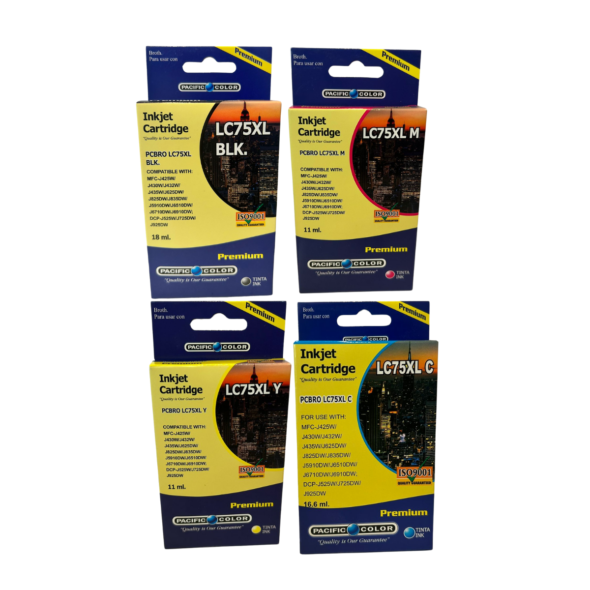 Pack Cartuchos de Tinta Alternativos LC75 para BROTHER BK C M Y 1