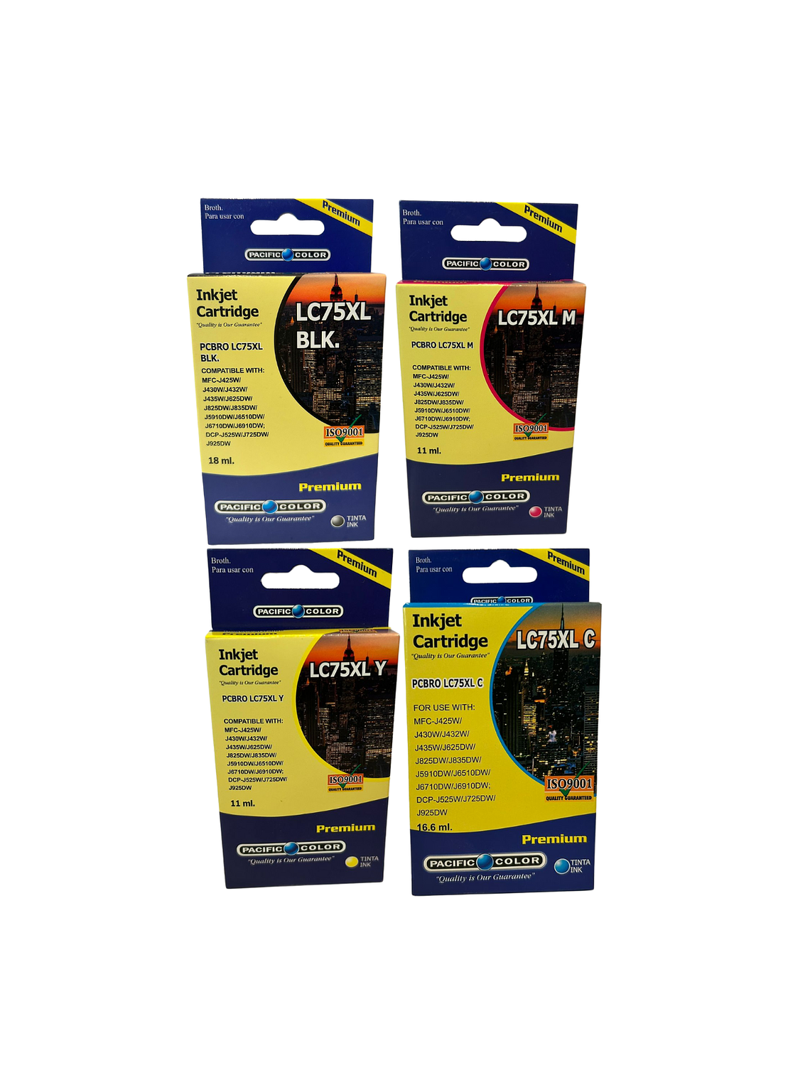 Pack Cartuchos de Tinta Alternativos LC75 para BROTHER BK C M Y 1