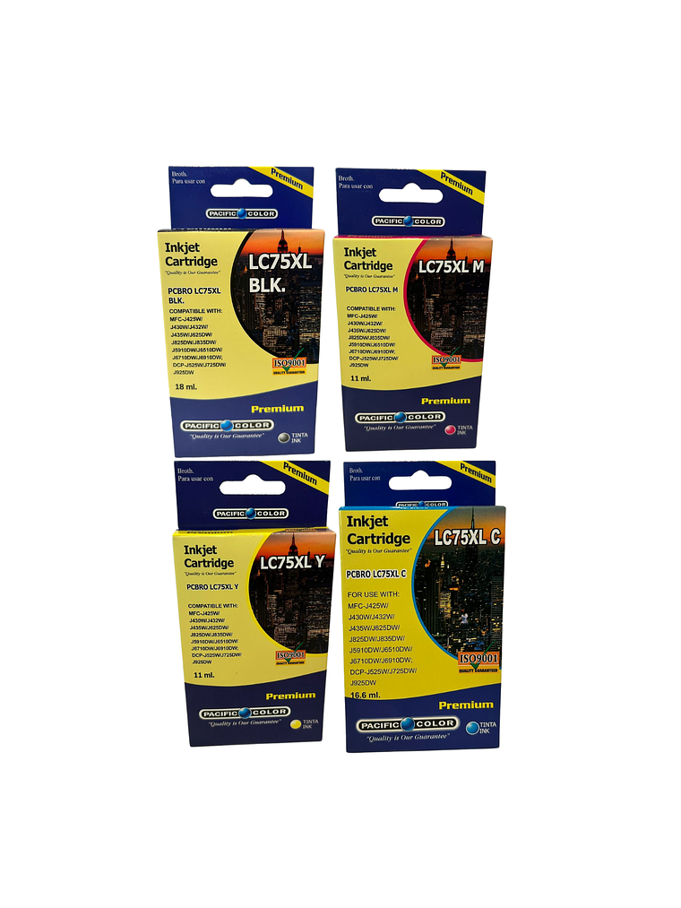Pack Cartuchos de Tinta Alternativos LC75 para BROTHER BK C M Y 1