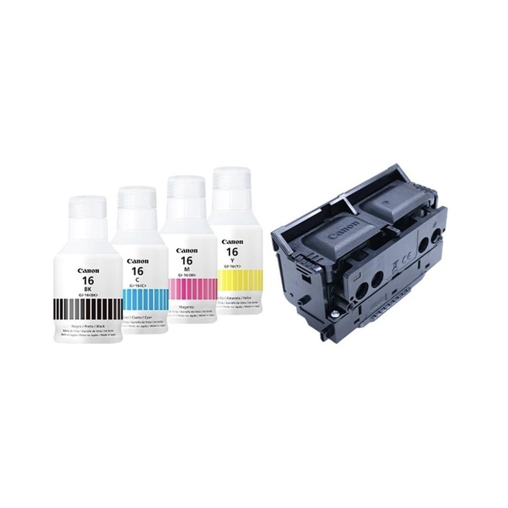 KIT TINTA GI-16 Y CABEZAL CANON MAXIFY GX6010 GX7010 1