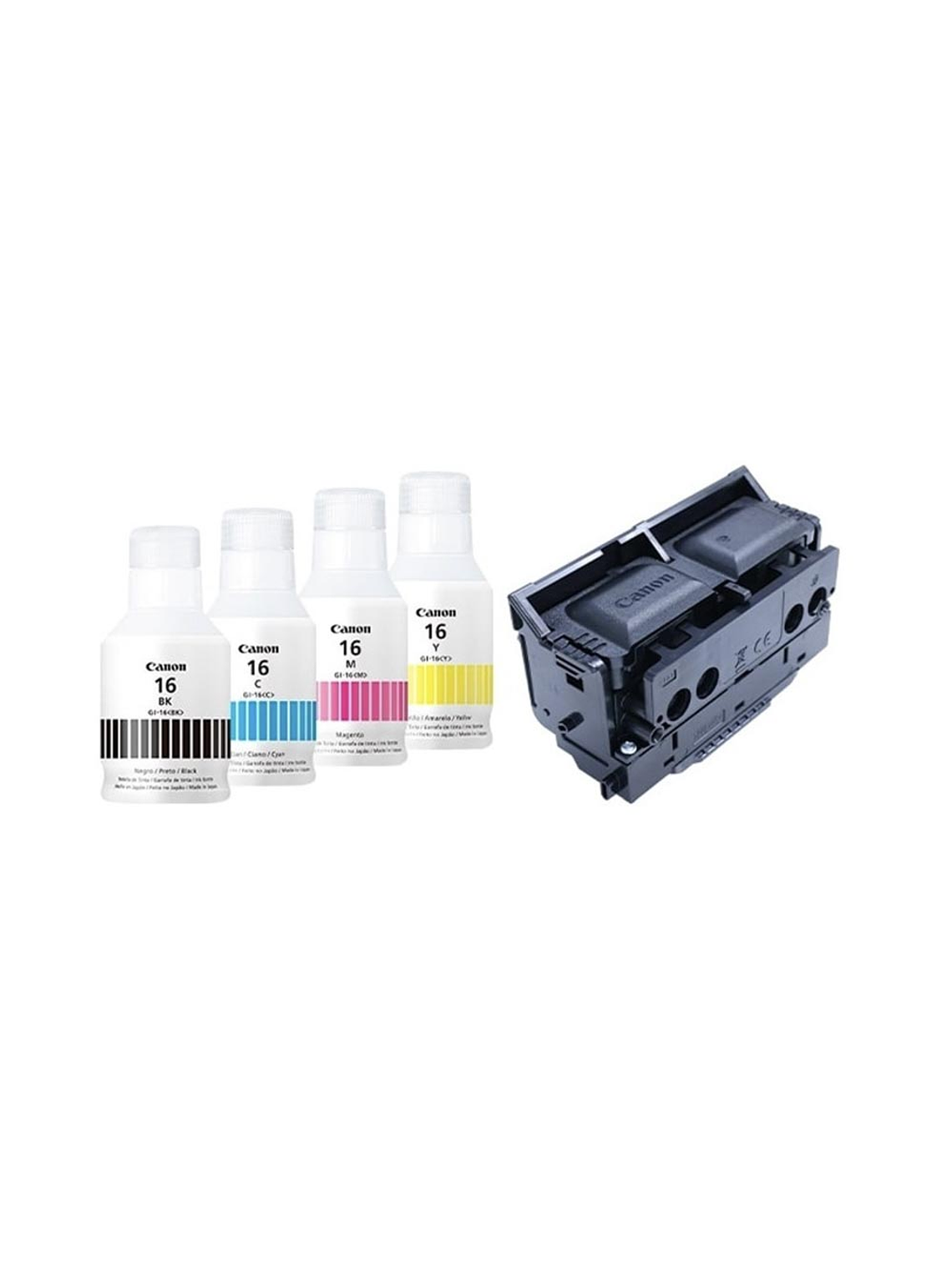 KIT TINTA GI-16 Y CABEZAL CANON MAXIFY GX6010 GX7010 1