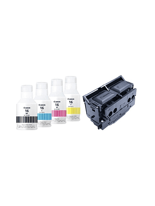KIT TINTA GI-16 Y CABEZAL CANON MAXIFY GX6010 GX7010