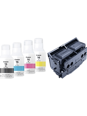 KIT TINTA GI-16 Y CABEZAL CANON MAXIFY GX6010 GX7010