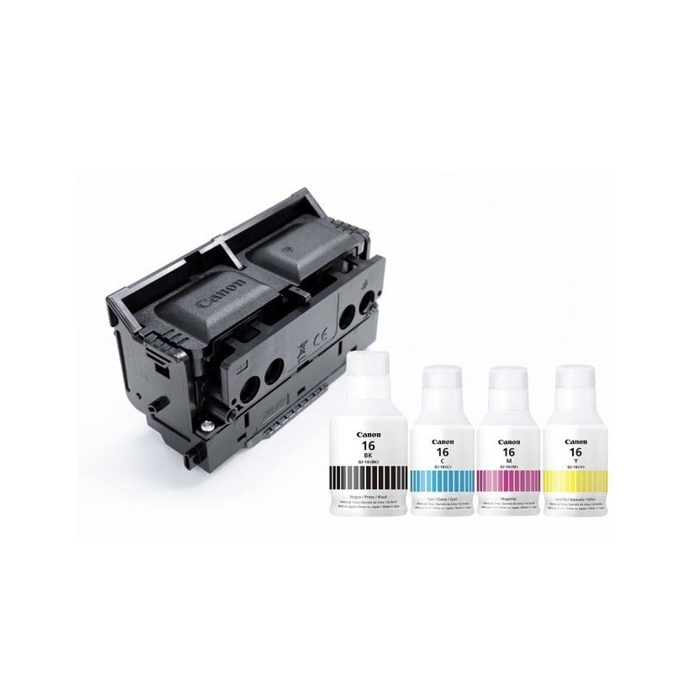 KIT TINTA GI-16 Y CABEZAL CANON MAXIFY GX6010 GX7010 2