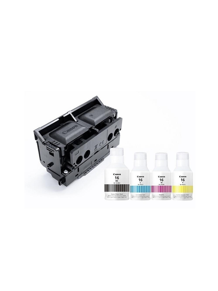 KIT TINTA GI-16 Y CABEZAL CANON MAXIFY GX6010 GX7010 2