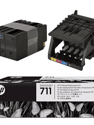 Cabezal C1q10a + 4 Tintas Hp 711 Original para T120 T130 T520