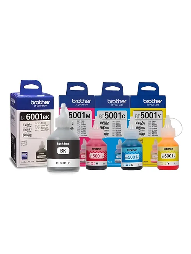 Pack Tinta Brother Bt6001 5001 Bk C Y M  Original para Dcp-t300 1