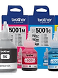 Pack Tinta Brother Bt6001 5001 Bk C Y M  Original para Dcp-t300 - Miniatura 1