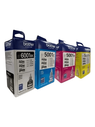Pack Tinta Brother Bt6001 5001 Bk C Y M  Original para Dcp-t300