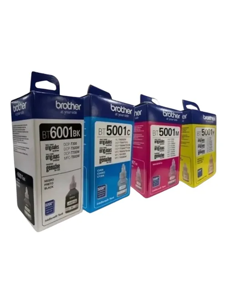 Pack Tinta Brother Bt6001 5001 Bk C Y M  Original para Dcp-t300 2