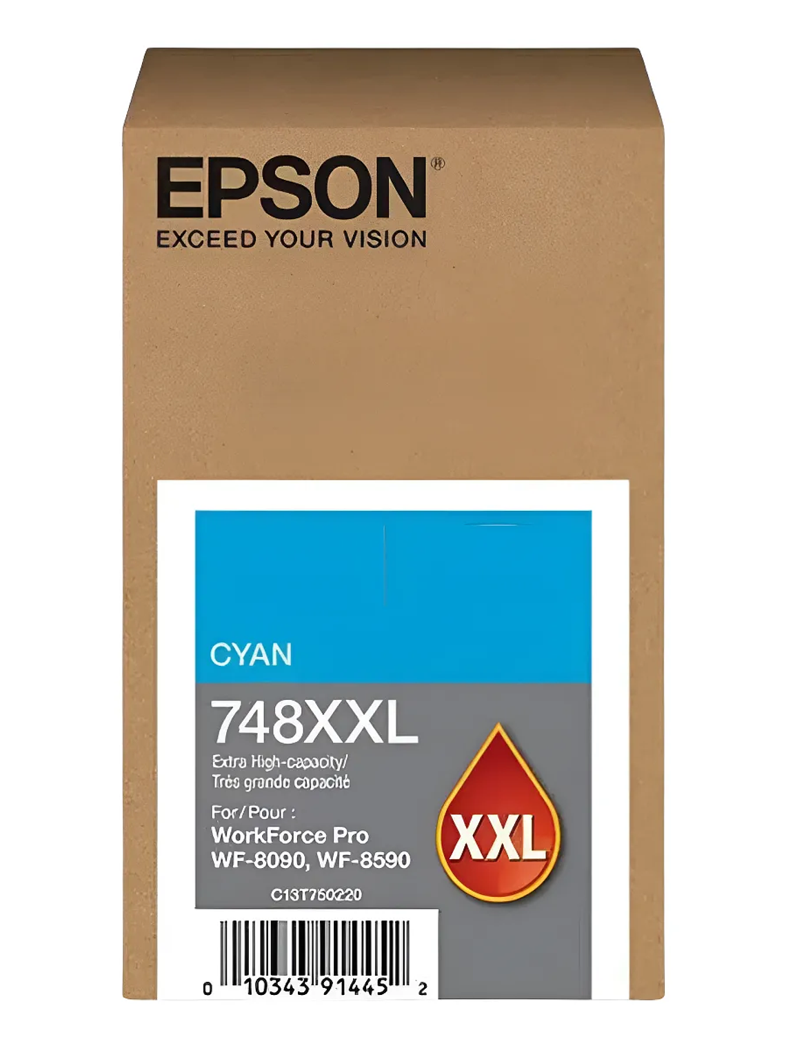 Tinta Epson Cyan 748xxl Original para Wf Pro 6090 6590 8090 8590  1
