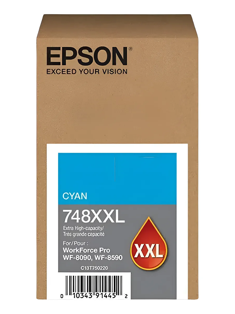 Tinta Epson Cyan 748xxl Original para Wf Pro 6090 6590 8090 8590  1
