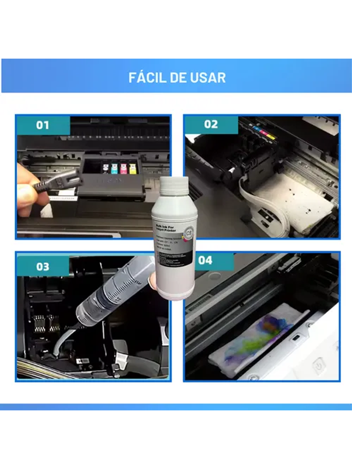 Liquido Limpiador Inyectores Genérico para Impresoras EPSON HP CANON 500ml 3