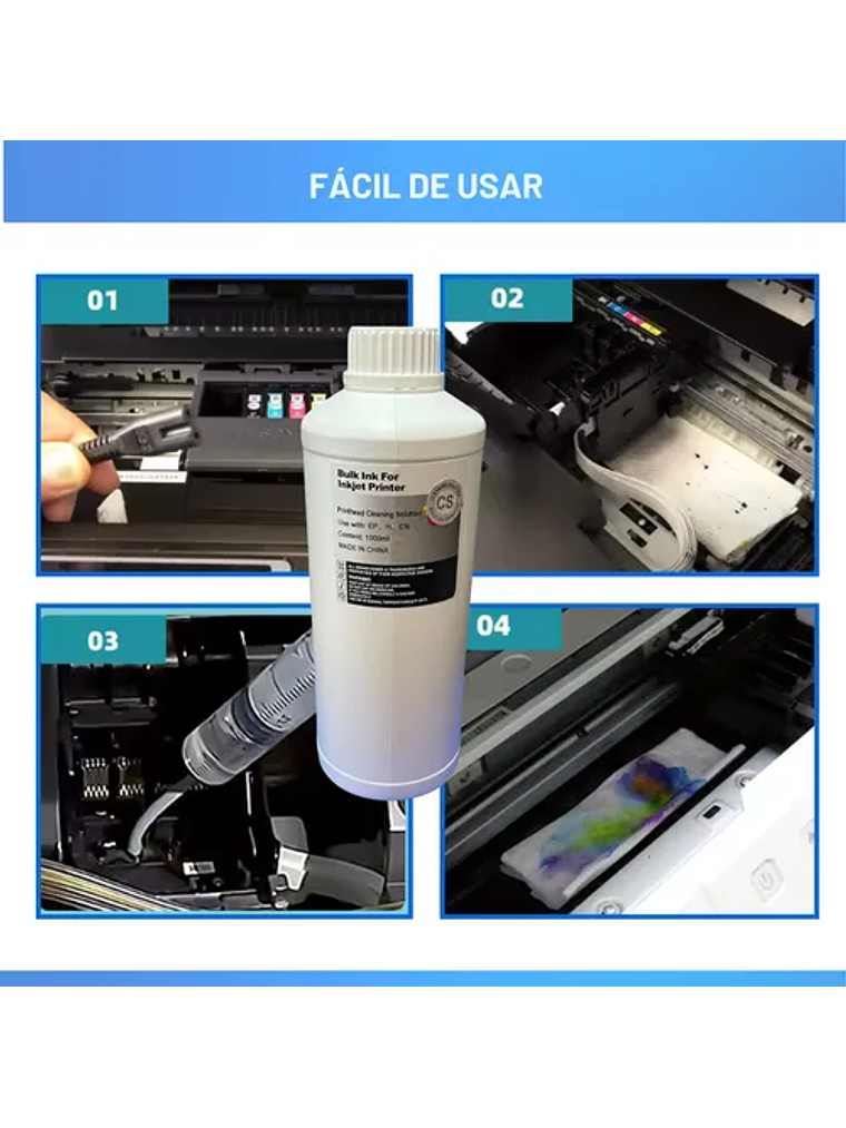 1 Litro Liquido Limpia Cabezales Genérico para CANON EPSON HP. 3