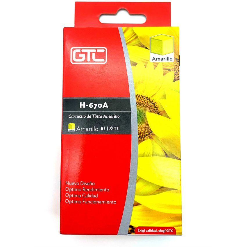 670XL Yellow Cartridge Alternativo Gtc comp Hp 1