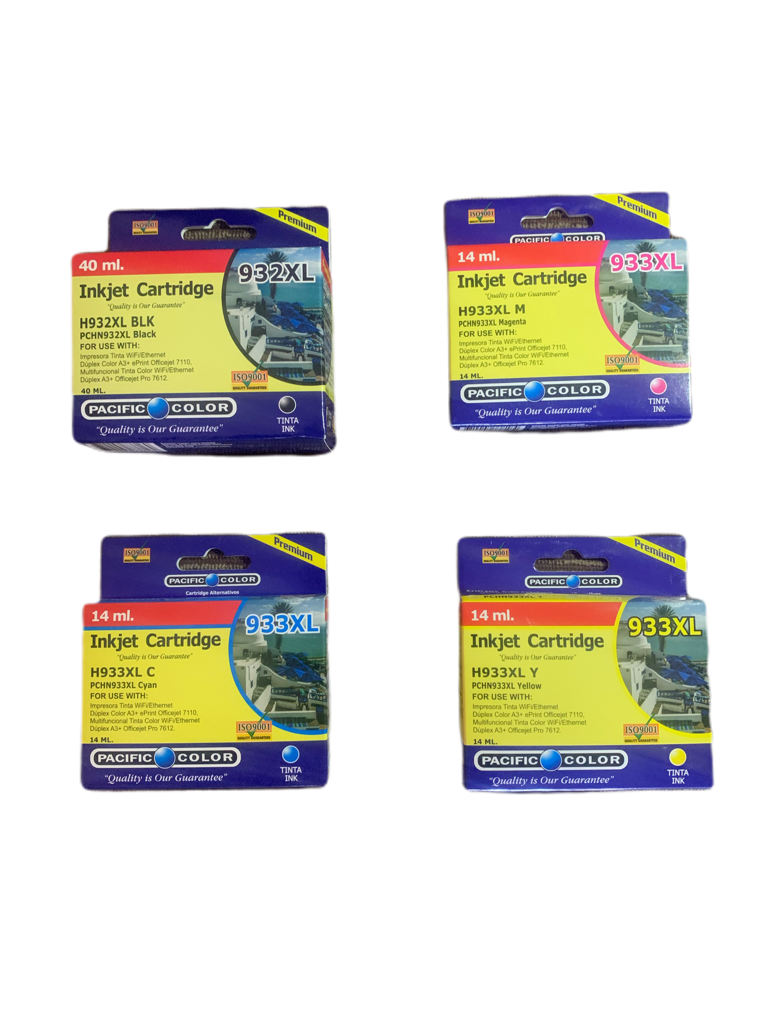 932-933 XL Compatible Hp Pack 4 colores Pacific Color 1