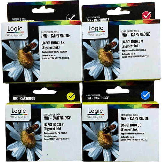 PGI1100XL para canon Pack 4 colores Logic 