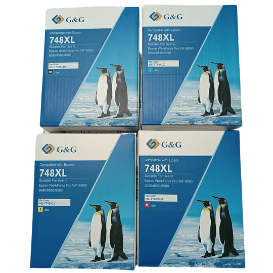 T748 Cartucho Alternativo compatible para epson GYG pack 4 colores extra duración 