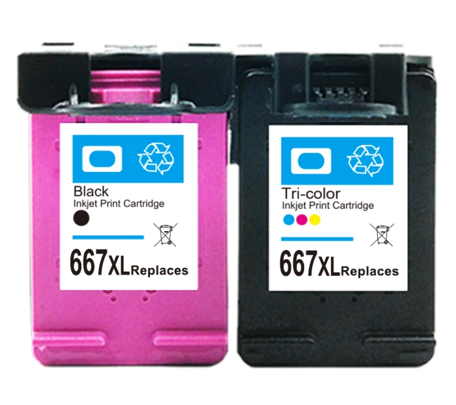 Pack 2 Cartuchos Alternativos para HP-667 Xl Negro Y Colores Extra Rendimiento  1