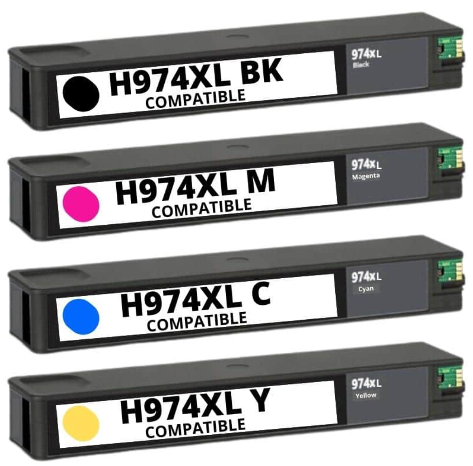 974XL Pack 4 colores compatible hp Negro 225 ml, cada color de 110 ml  1