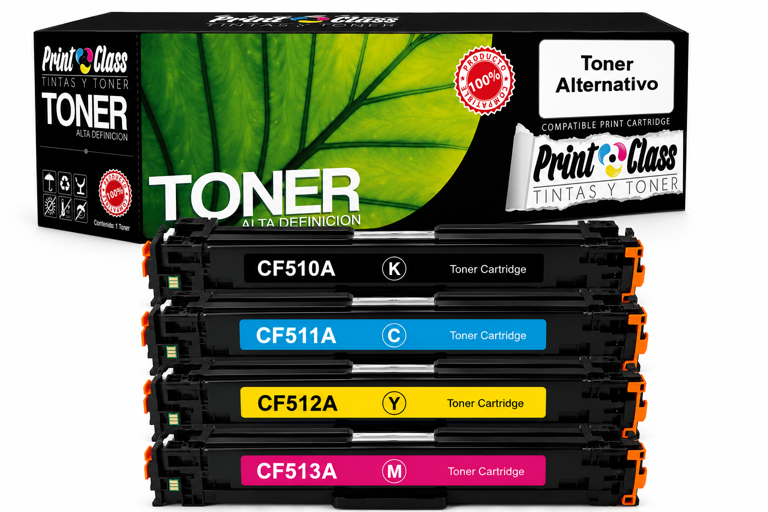 Pack 4 Toner Alternativos CF510A / CF511A / CF512A / CF513A 204A 2