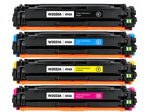 Pack 4 Toner 414A con Chip W2020A W2021A W2022A W2023A